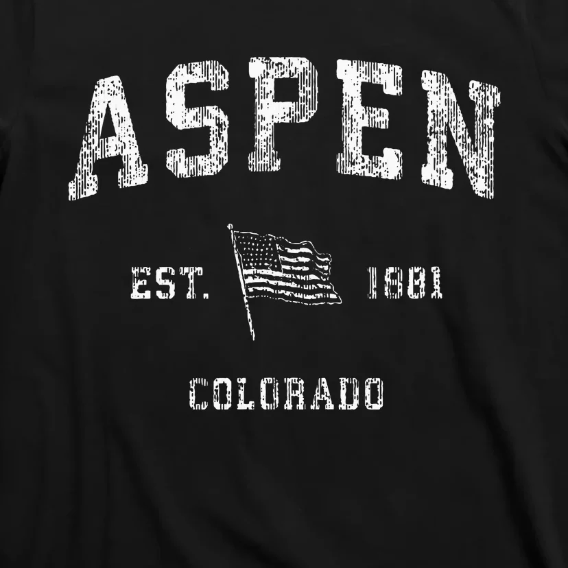 Aspen Colorado Co Vintage Us Flag Sports Design T-Shirt