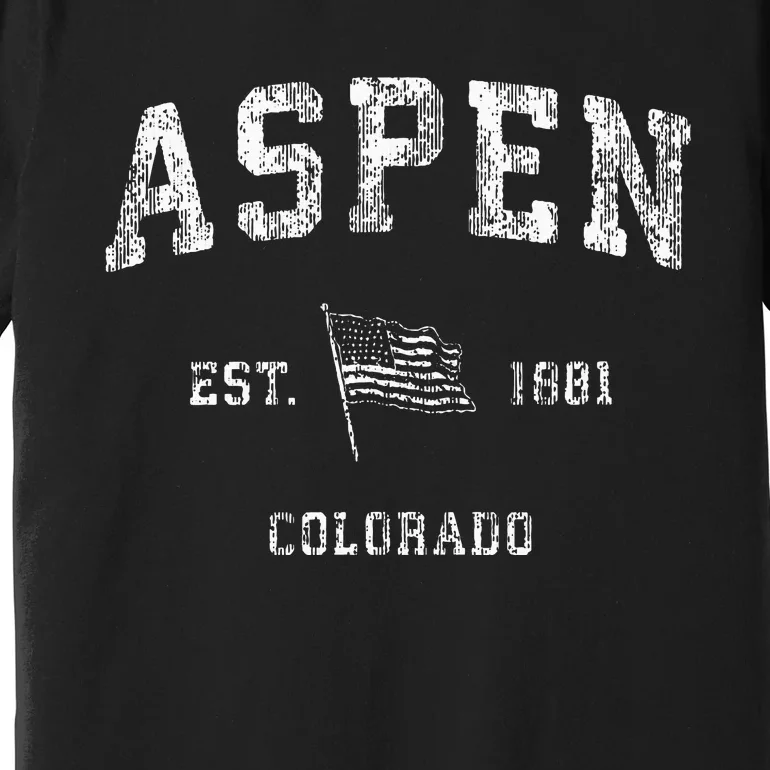 Aspen Colorado Co Vintage Us Flag Sports Design Premium T-Shirt