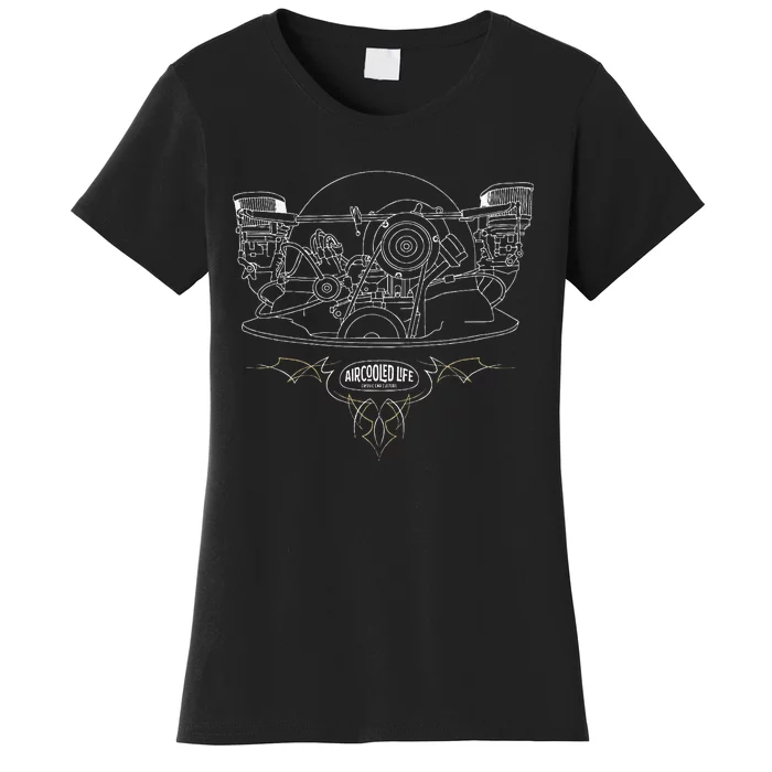 Air Cooled Classic Car Engine Vdub Aircooled Life Women's T-Shirt