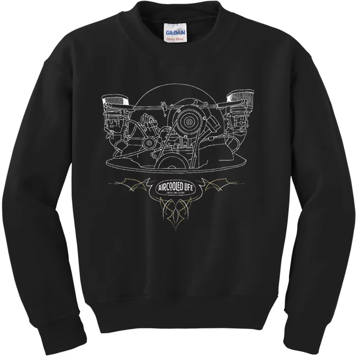 Air Cooled Classic Car Engine Vdub Aircooled Life Kids Sweatshirt