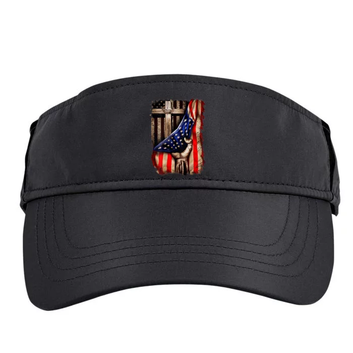 American Christian Cross Patriotic Flag Adult Drive Performance Visor