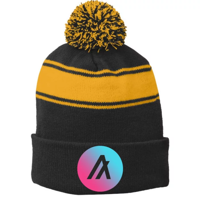 Algorand Crypto Colorful Logo Stripe Pom Pom Beanie