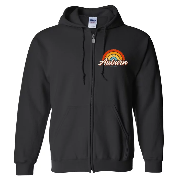 Auburn California CA Vintage Rainbow Retro 70s Full Zip Hoodie