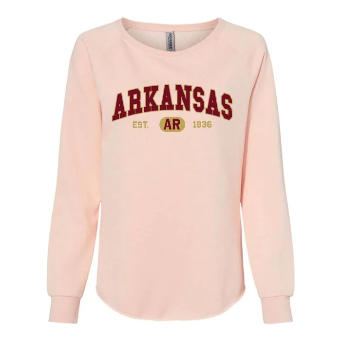 Arkansas Classic Collegiate Varsity Style Cozy Arkansas Womens California Wash Sweatshirt