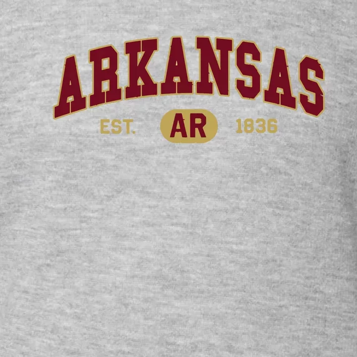 Arkansas Classic Collegiate Varsity Style Cozy Arkansas Toddler Sweatshirt