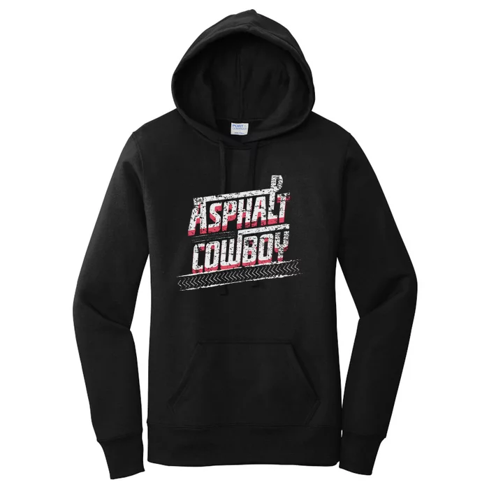 Asphalt Cowboy Cool Truck Driver Design Trucker Women's Pullover Hoodie