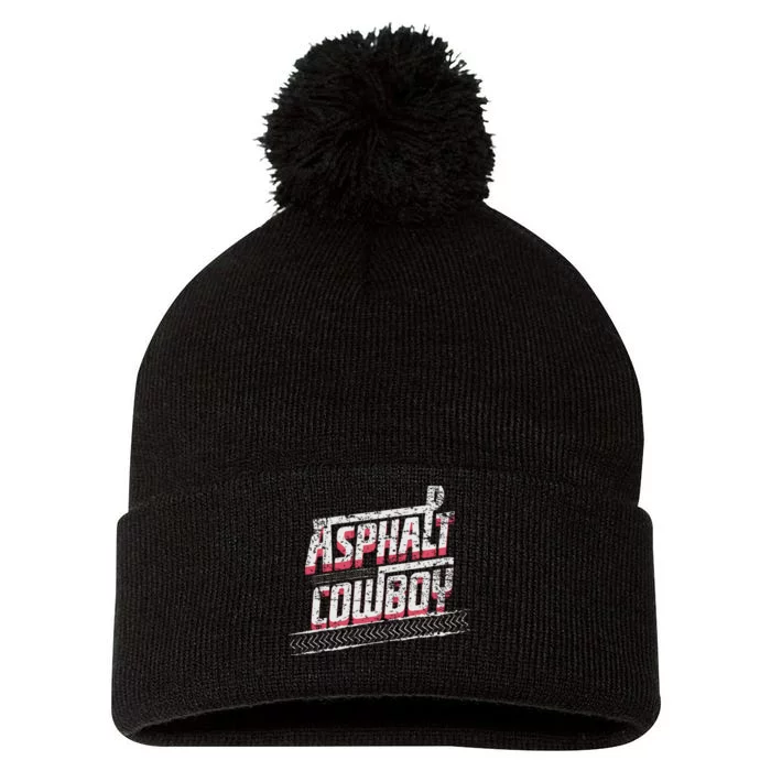 Asphalt Cowboy Cool Truck Driver Design Trucker Pom Pom 12in Knit Beanie