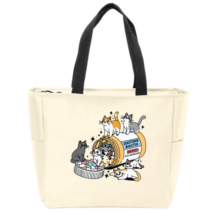 Antidepressant Cat Cat Mom Funny Cat Zip Tote Bag