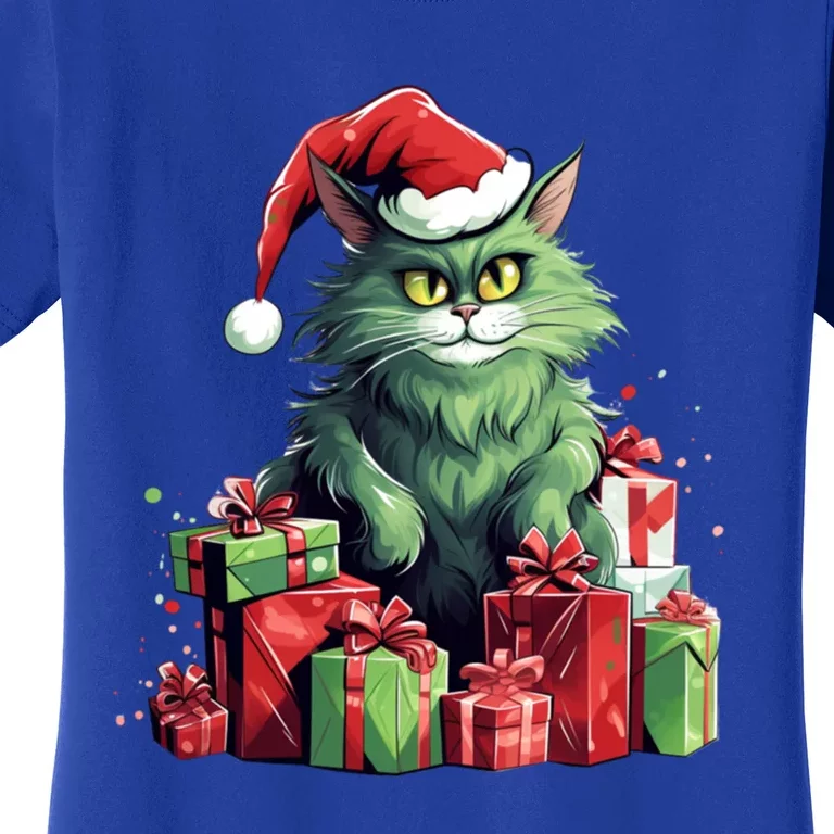 Amazing Cat Christmas Xmas Family Design Santa Hat Great Gift Women's T-Shirt