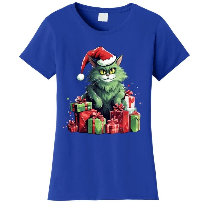 Amazing Cat Christmas Xmas Family Design Santa Hat Great Gift Women's T-Shirt