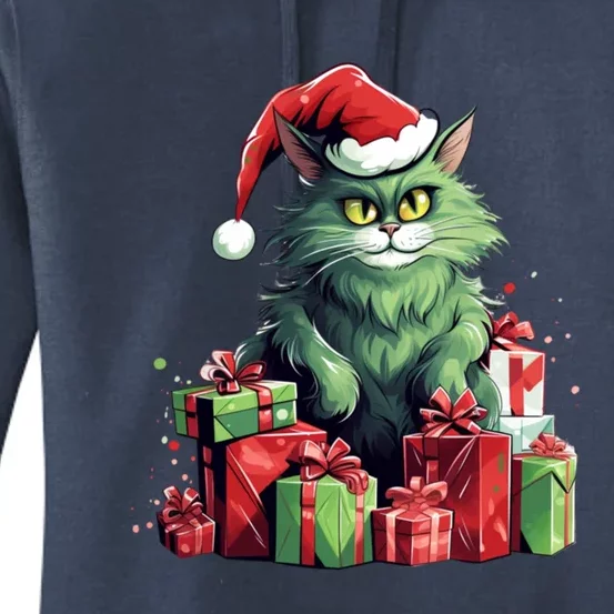 Amazing Cat Christmas Xmas Family Design Santa Hat Great Gift Women's Pullover Hoodie