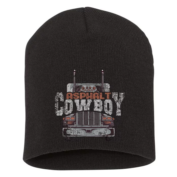 Asphalt Cowboy Cool Truck Driver Design Trucker Short Acrylic Beanie