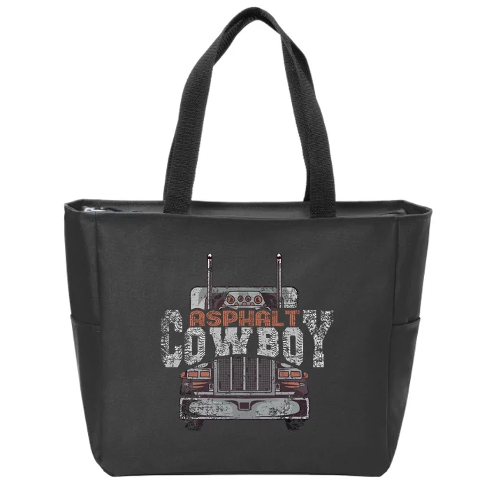 Asphalt Cowboy Cool Truck Driver Design Trucker Zip Tote Bag