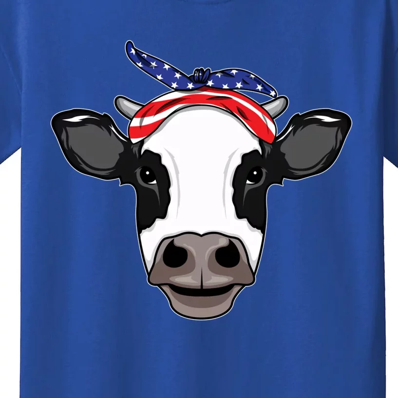 Amoorica Cute Cow American Flag Bandana Patriotic Cow Gift Kids T-Shirt