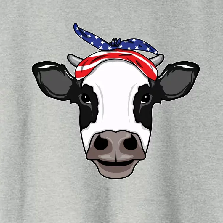 Amoorica Cute Cow American Flag Bandana Patriotic Cow Gift Women's Crop Top Tee