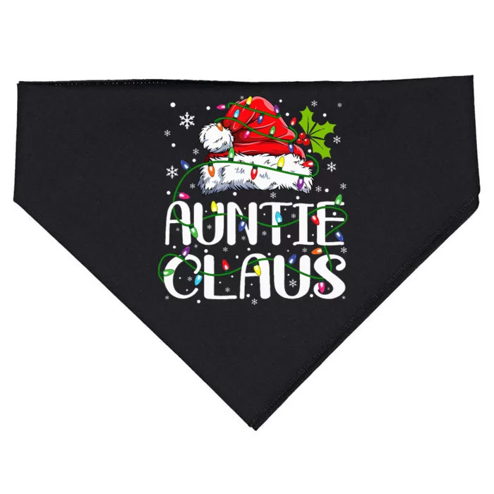 Auntie Claus Christmas Lights Pajama Family Matching USA-Made Doggie Bandana