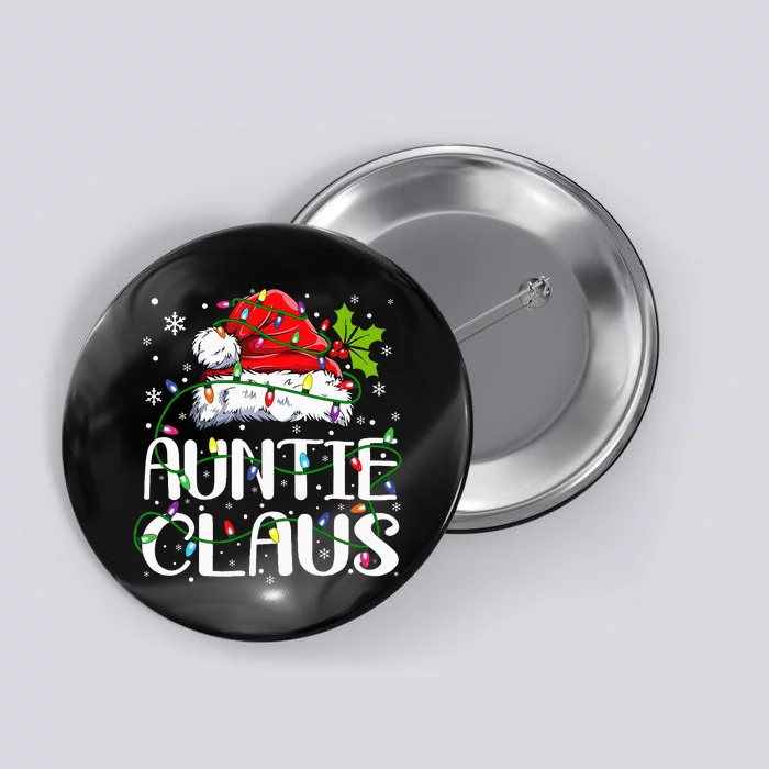 Auntie Claus Christmas Lights Pajama Family Matching Button