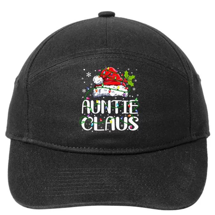 Auntie Claus Christmas Lights Pajama Family Matching 7-Panel Snapback Hat