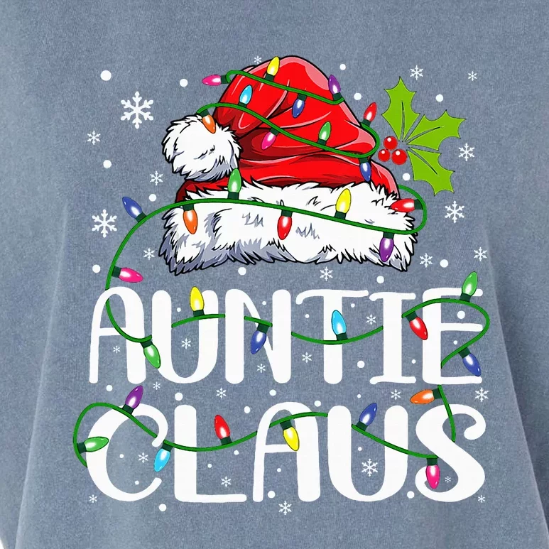 Auntie Claus Christmas Lights Pajama Family Matching Garment-Dyed Women's Muscle Tee