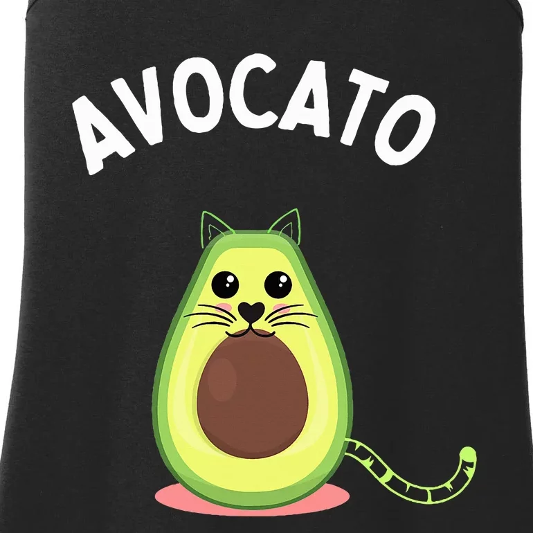 Avocato Cute Cat Avocado Lover Ladies Essential Tank