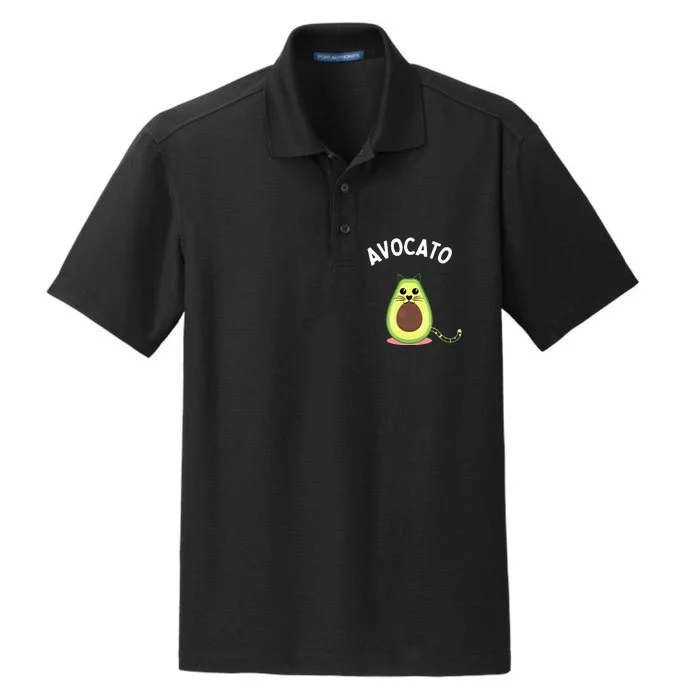 Avocato Cute Cat Avocado Lover Dry Zone Grid Performance Polo