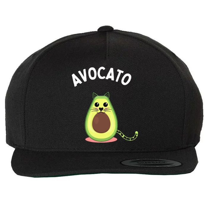 Avocato Cute Cat Avocado Lover Wool Snapback Cap