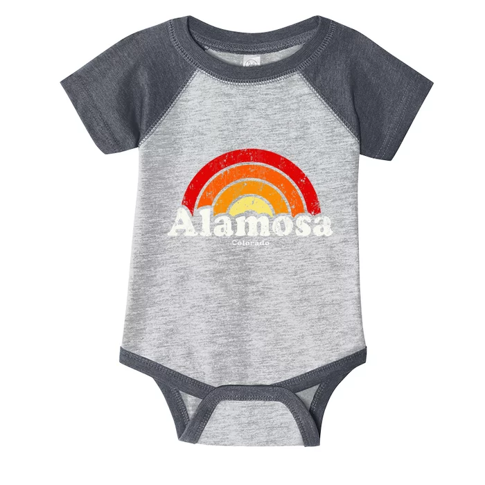 Alamosa Colorado Co Vintage 70s Retro Rainbow Design Infant Baby Jersey Bodysuit