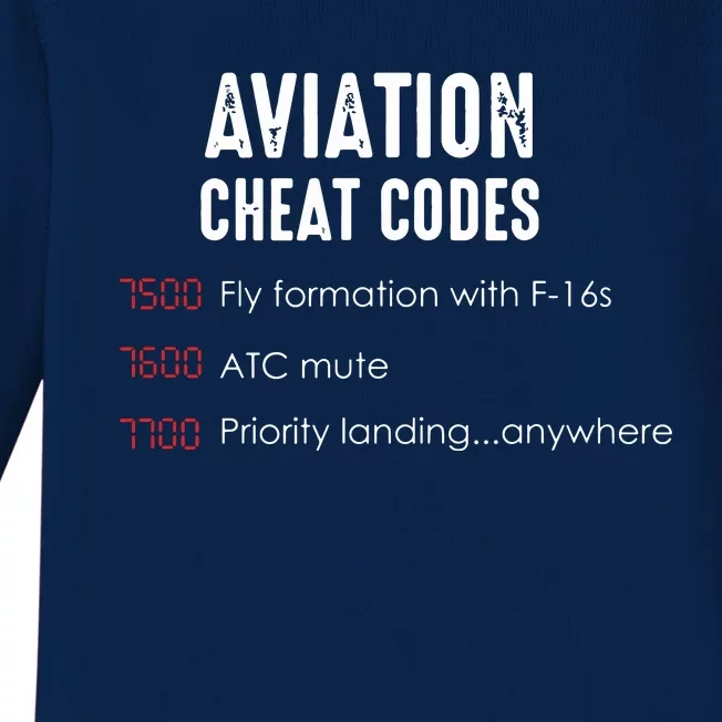 Aviation Cheat Codes Funny Shirts For Pilots And ATC Baby Long Sleeve Bodysuit