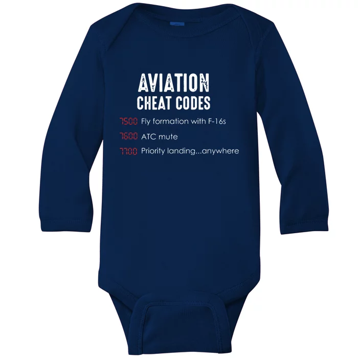 Aviation Cheat Codes Funny Shirts For Pilots And ATC Baby Long Sleeve Bodysuit