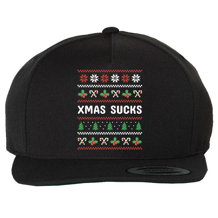 Anti Christmas Christmas Sucks Ugly Funny Gift Wool Snapback Cap