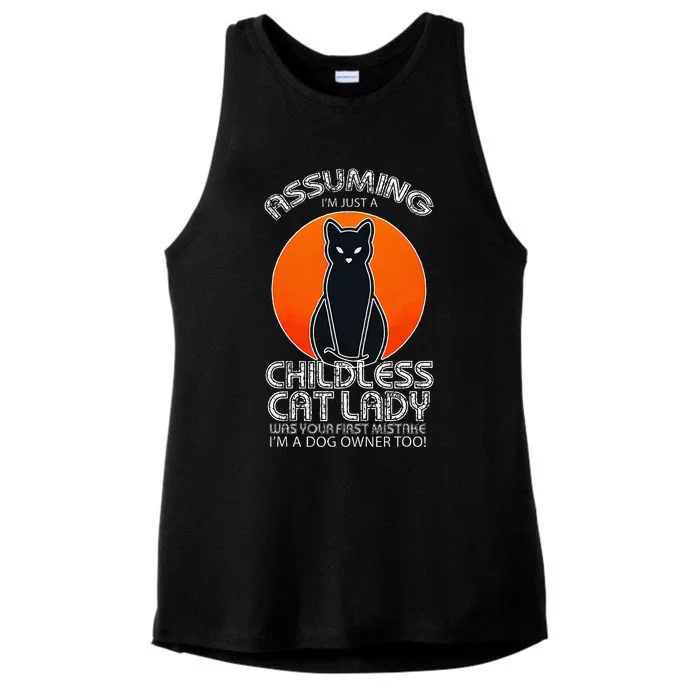 Assuming Childless Cat Lady Dog And Cat Owners Halloween Ladies Tri-Blend Wicking Tank