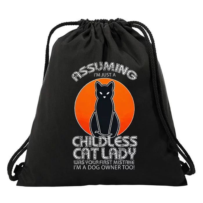 Assuming Childless Cat Lady Dog And Cat Owners Halloween Drawstring Bag