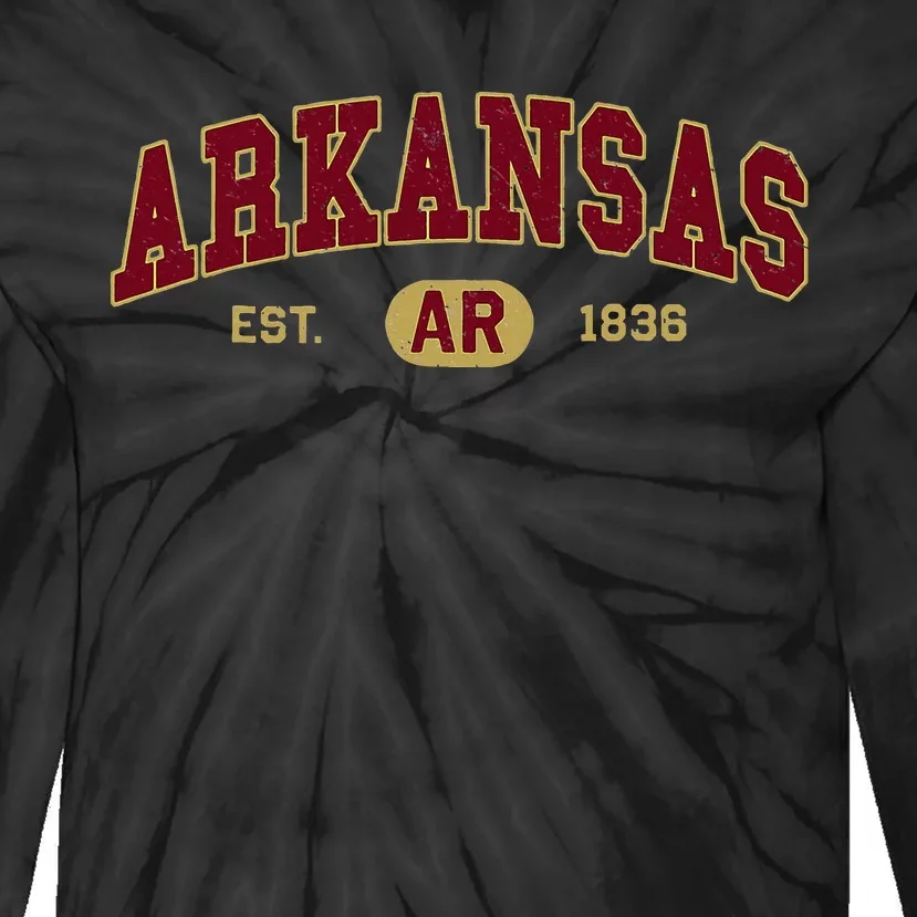 Arkansas Classic Collegiate Varsity Style Cozy Arkansas Tie-Dye Long Sleeve Shirt