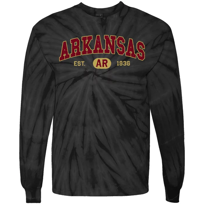 Arkansas Classic Collegiate Varsity Style Cozy Arkansas Tie-Dye Long Sleeve Shirt