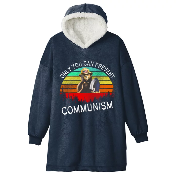 Anti Communism Capitalism Antisocialist Bear Hooded Wearable Blanket