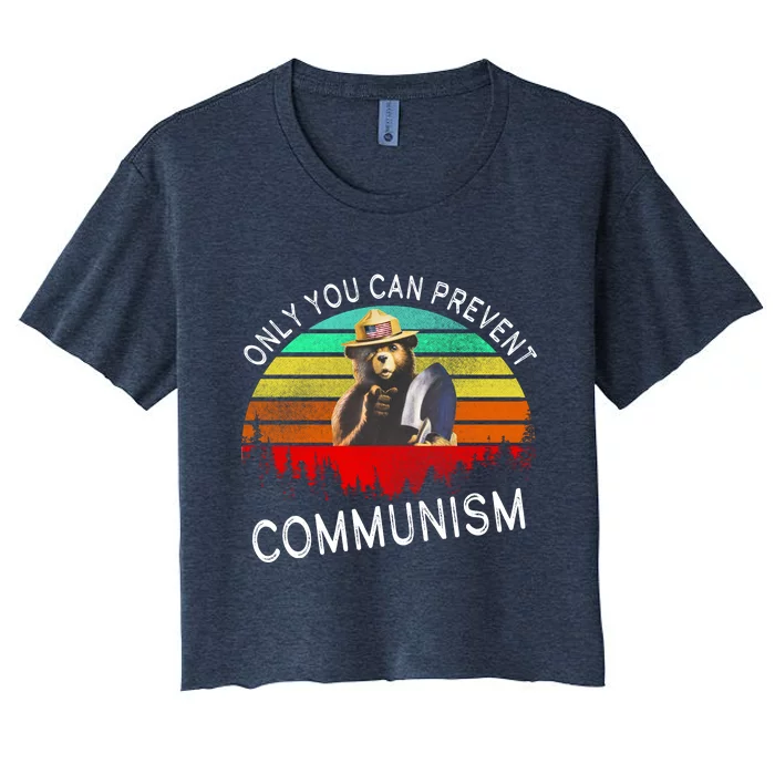 Anti Communism Capitalism Antisocialist Bear Women's Crop Top Tee