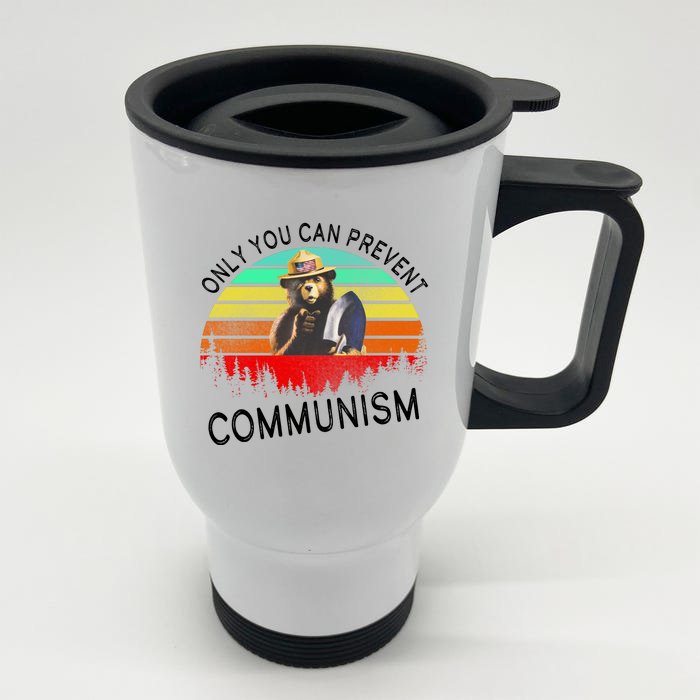 Anti Communism Capitalism Antisocialist Bear Front & Back Stainless Steel Travel Mug