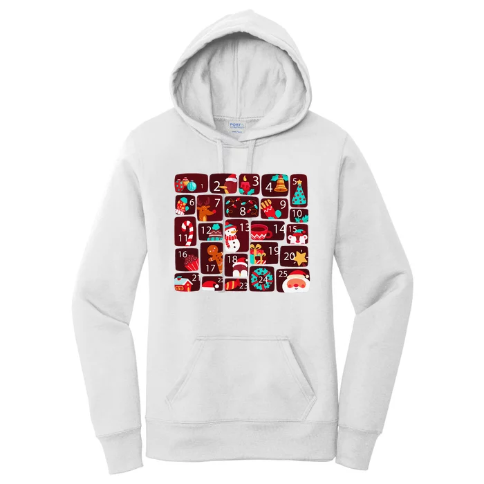 Advent Calendar Count Down Christmas Funny Matching Women's Pullover Hoodie