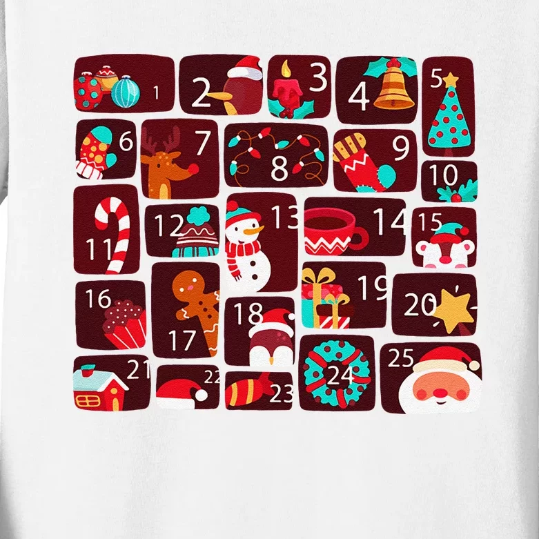 Advent Calendar Count Down Christmas Funny Matching Kids Long Sleeve Shirt