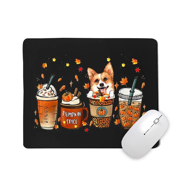 Autumn Corgi Coffee Mug with Pumpkin Spice Latte Mousepad