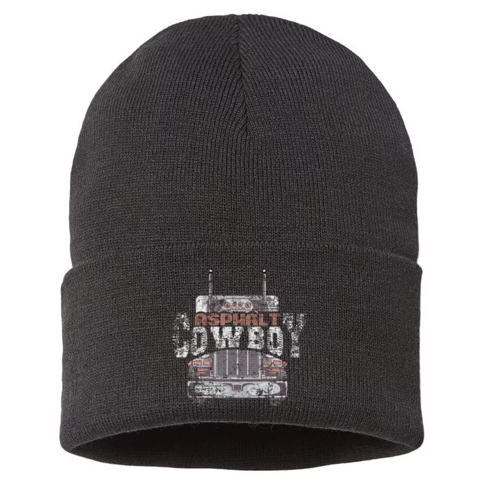 Asphalt Cowboy Cool Truck Driver Design Trucker Sustainable Knit Beanie