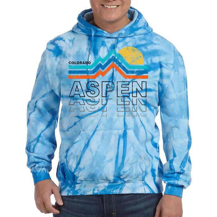 Aspen Colorado Co Mountain Skiing 80s Aspen Ski Tie Dye Hoodie