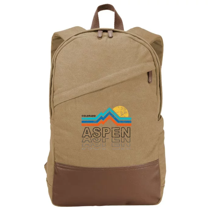 Aspen Colorado Co Mountain Skiing 80s Aspen Ski Cotton Canvas Backpack