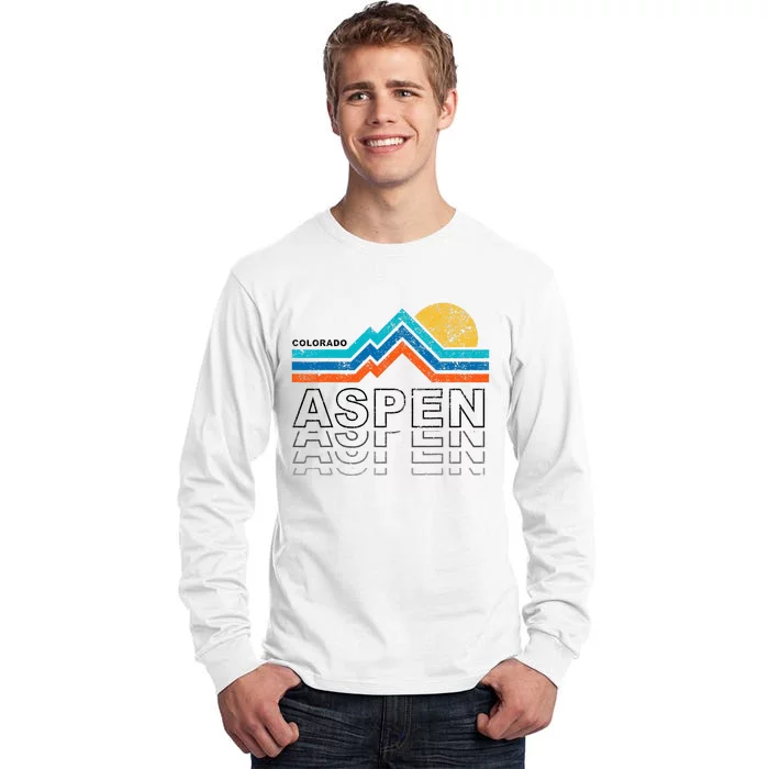 Aspen Colorado Co Mountain Skiing 80s Aspen Ski Tall Long Sleeve T-Shirt