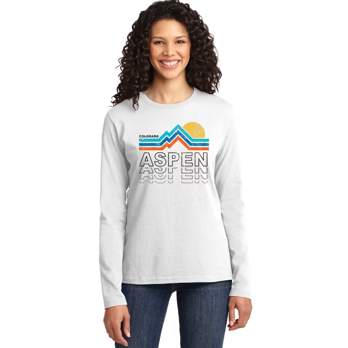 Aspen Colorado Co Mountain Skiing 80s Aspen Ski Ladies Long Sleeve Shirt