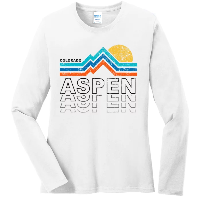 Aspen Colorado Co Mountain Skiing 80s Aspen Ski Ladies Long Sleeve Shirt