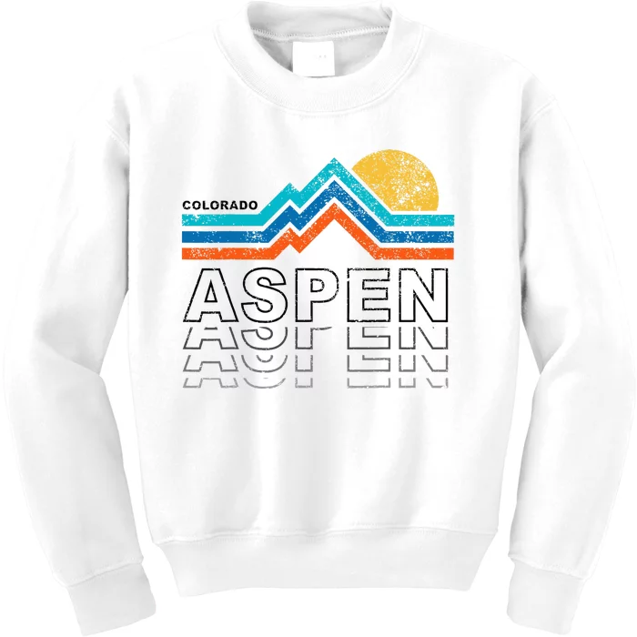 Aspen Colorado Co Mountain Skiing 80s Aspen Ski Kids Sweatshirt