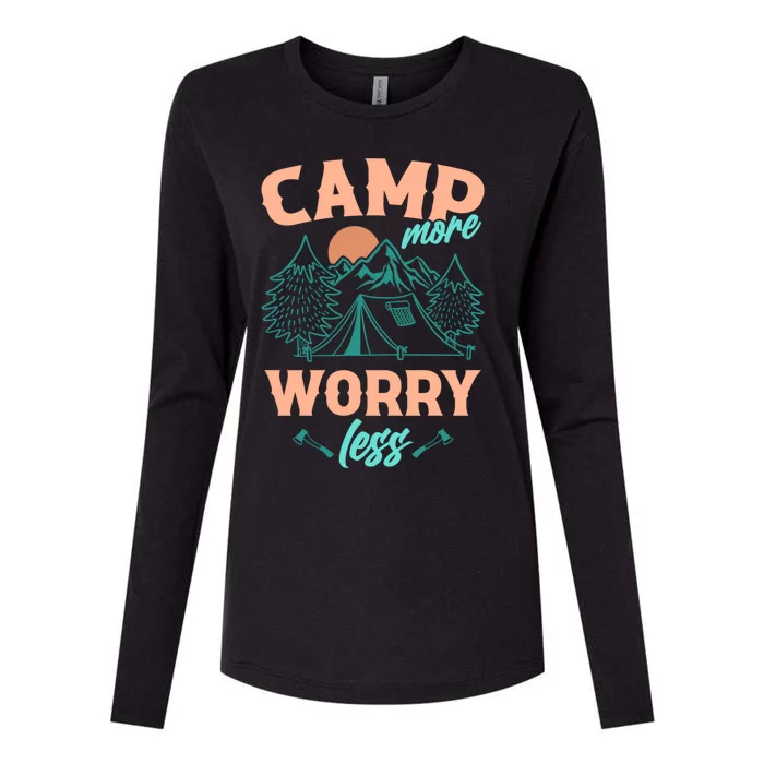 Adventure Camping Camp More WorryLess Cute Gift Womens Cotton Relaxed Long Sleeve T-Shirt