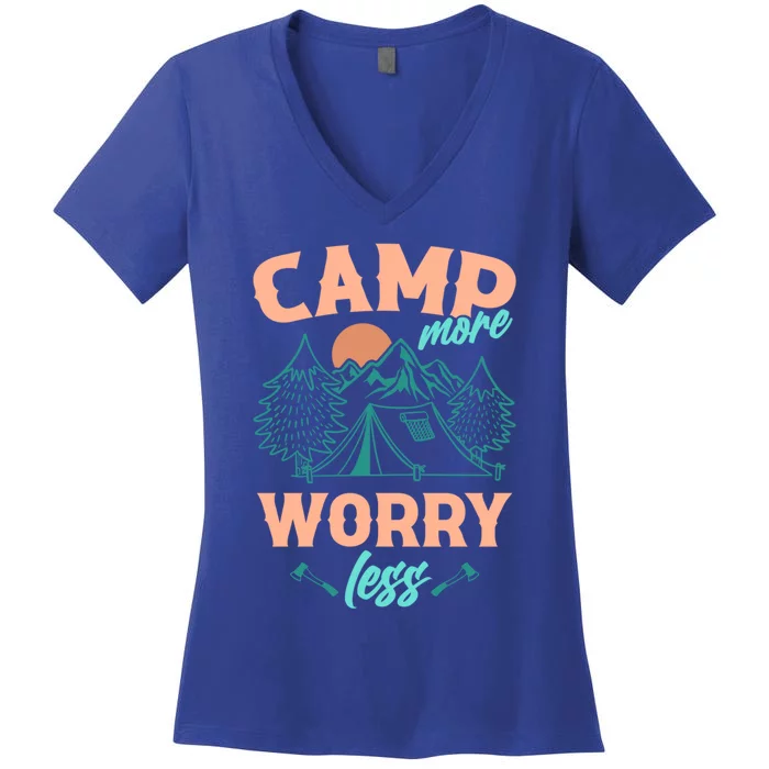 Adventure Camping Camp More WorryLess Cute Gift Women's V-Neck T-Shirt