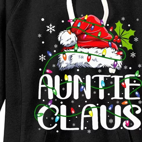 Auntie Claus Christmas Lights Pajama Family Matching Women's Fleece Hoodie